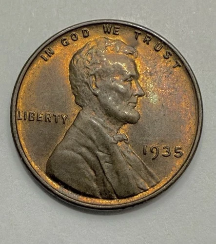 1935 Lincoln Wheat - Toned AU Maybe UNC RB #5