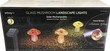 Infinity X1 Glass Mushroom Landscape Solar Lights, 3-pack Red/Yellow/Orange