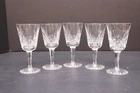 Set 5 Vintage Waterford Crystal Lismore 5.5" White Wine Glasses Goblets Stems