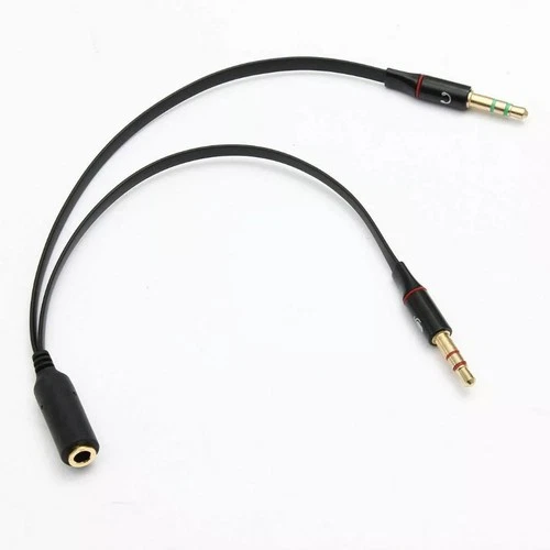 3.5mm Y Splitter 2 Jack Male to 1 Female Headphone Mic Audio Adapter Cable