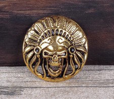 10PC 30*30MM ANTIQUE GOLD SOUTHWEST SKULL INDIAN HEAD LEATHERCRAFT DECOR CONCHOS