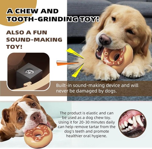 Dog Chew Toys for Aggressive Chewers, Indestructible Tough Squeaky Brown - Picture 5 of 6
