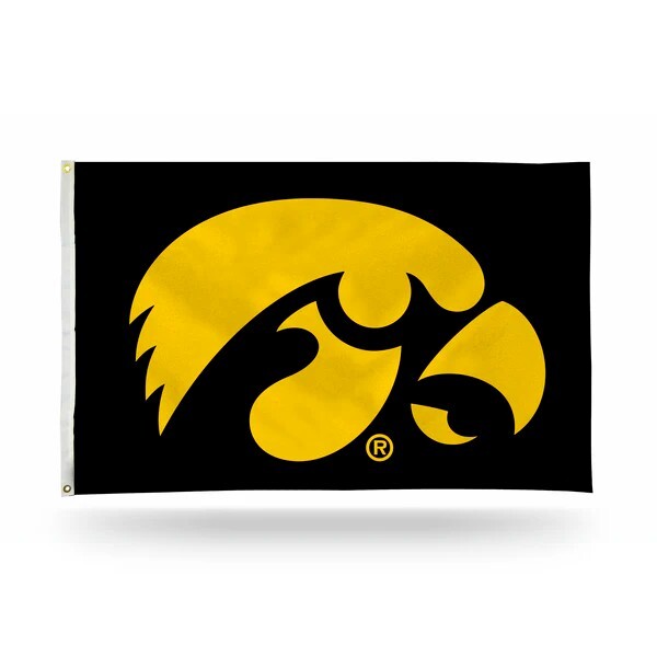 Iowa Hawkeyes Black Background Team Logo Flag 3x5 FT Banner
