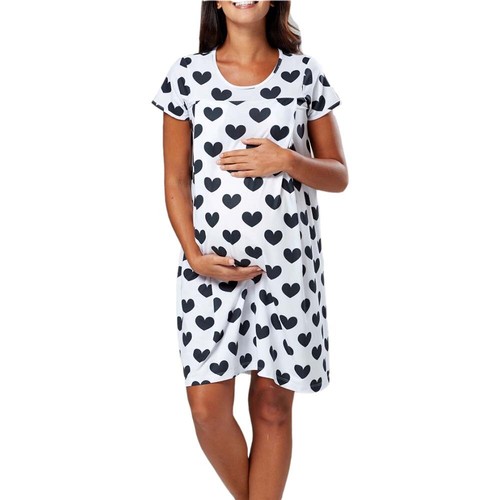 Maternity Womens Nursing Nightdress Breastfeeding Nighty Pyjamas Nightwear PJs - Picture 4 of 18