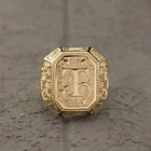 Mens Personalized Signet 925 Silver Gold With Engraved Letter Gift Rings #012