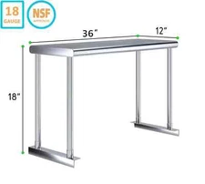 NSF Commercial Stainless Steel Overshelf  Food Prep & work Table 12"x36"
