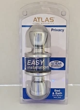Door Knob Locking Atlas Home Security Bed And Bath Satin Chrome New