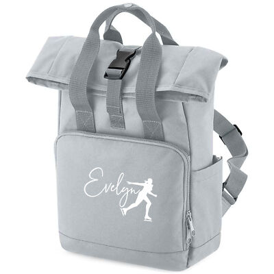Personalisierter Mädchen Eislaufen Rolltop Rucksack Mini Rolltop Schulanfang...