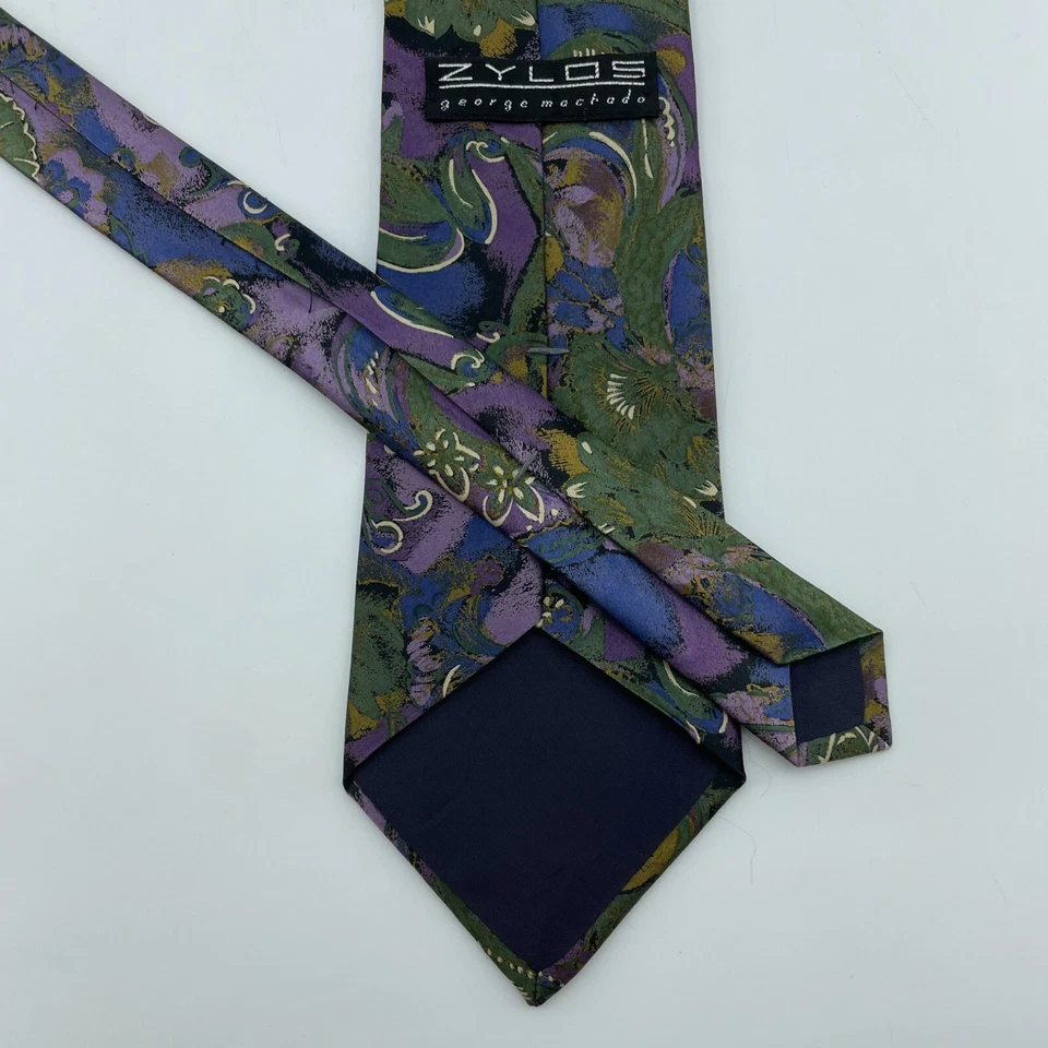 Corbata de seda para hombre ZYLOS MACHADO verde patrón abstracto 3,75"x59" formal Foto 2 de 3