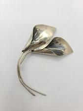 Vintage Stuart Nye Sterling Silver Easter Lily Flower large Brooch pin 9.6gr
