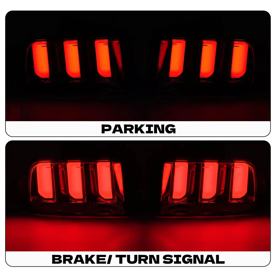 Luces traseras de señal de tubo LED de lente transparente para Ford Mustang 2005-2009 lámparas de freno Foto 3 de 4