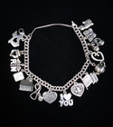 Link 8" Bracelet (15 Charms Total) Retired James Avery 925 Charm Double Curb