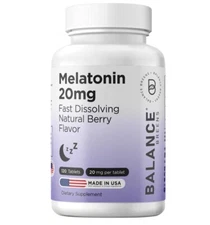 Melatonin 20mg, 100% Drug Free, Fast-Dissolve 120 Tablets - Natural Sleep Aid