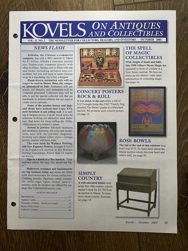 Vintage Kovels On Antiques Collectibles Newsletter October 2005 Volume 32 No. 2