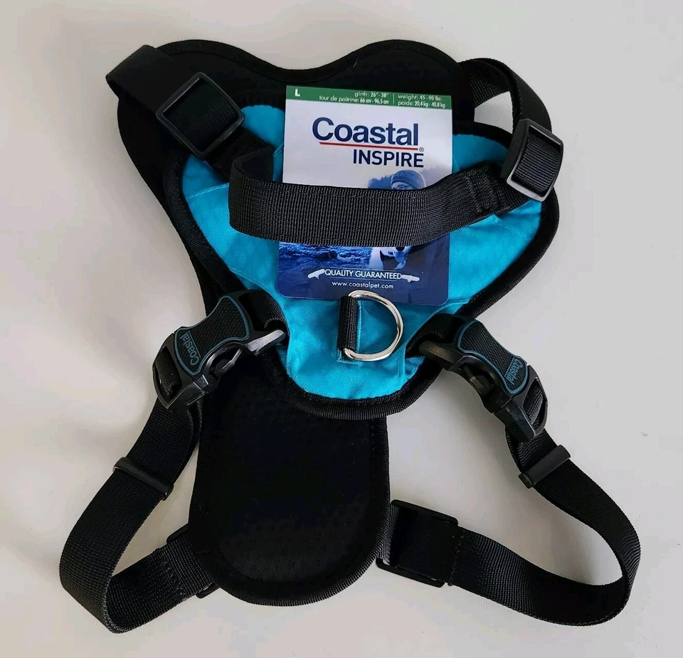 Arnés ajustable para perros Coastal Inspire con asa grande Aqua nuevo con etiquetas Foto 2 de 4