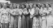 1940s Women Group Fashion Portrait Smiling Friends Togetherness Lined Up Photo