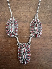 Navajo Cluster Necklace Native American Red Coral Small Violet Begay Zuni SMR#1