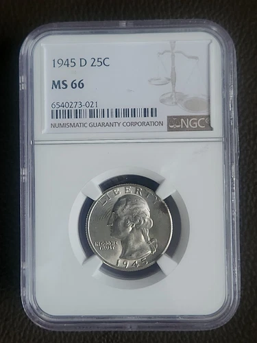 1945-D Washington Quarter NGC MS66