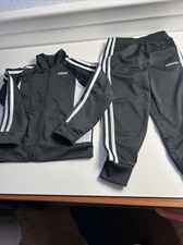 Boys Kids Adidas two piece set size 4 48 retail Side 3 Stripes Black White