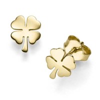 Ohrringe Ohrstecker 7,5Mm Kleeblatt GlüCkssymbol Aus 585 Gold Gelbgold