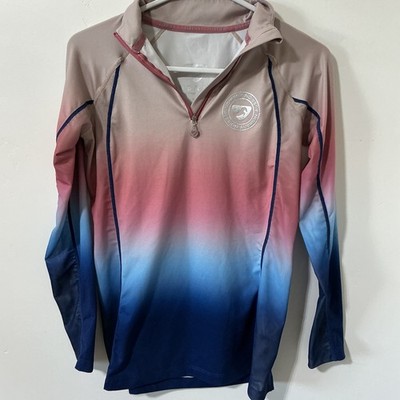 Aubrion Base Layer Top Ombre Pink Blue Quarter Zip Athletic Equestrian Small