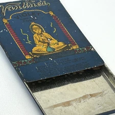 Antique Vantine’s Temple Incense Tin Litho Buddha Graphic Violet Scent Dark Blue