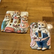 Vintage Takahashi San Francisco Kitty Cat Light Switch Cover Plates Set of 2