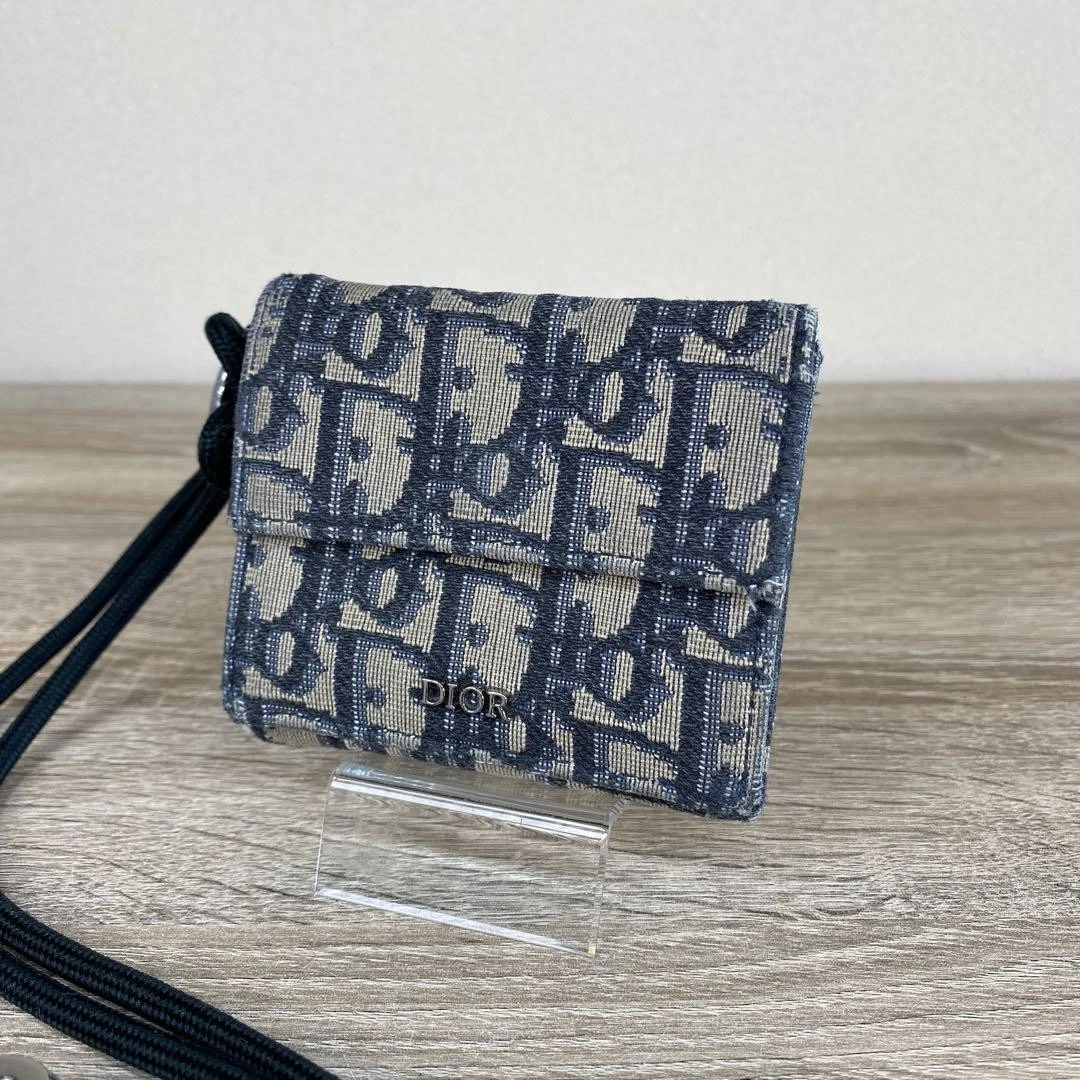 Portefeuille Dior Oblique Triple Compact Marine Motif Trotteur Occasion