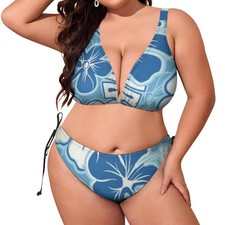 Printed Bikini Set Women 2PCS Halter Mid Waist Swimwear Beachwear Bathing Suit