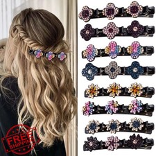 Crystal Stone Braided Hair Clover Clips 8 Pcs Thick Thin Hair