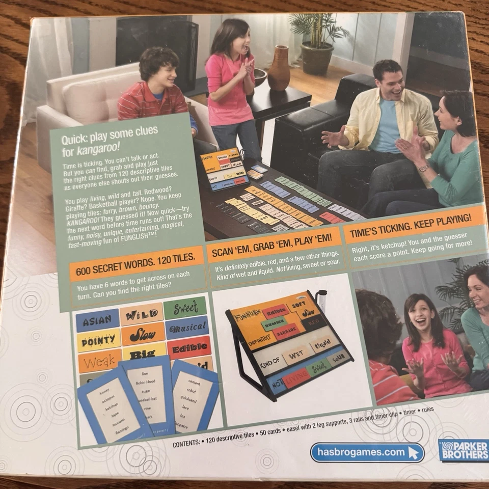 NIB Funglish Board Word Game Family Party Night Adult Ages 12+ Hasbro 2010 PBros - Image 2 of 4