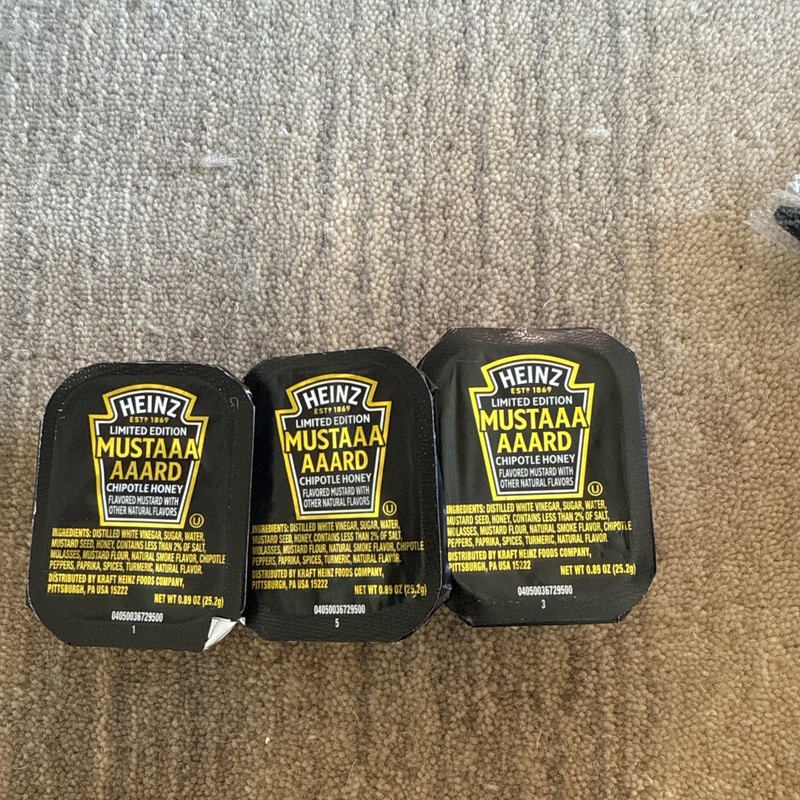 Mustaaaaaard Heinz Mustard Sauce 0.89oz (3) Limited Edition RARE NEW COLLECTORS 