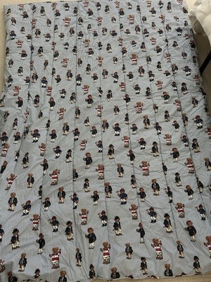 Vintage Ralph Lauren Polo Striped Teddy Bear Comforter & Twin