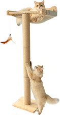 46" Cat Window Perch with 3 Adjustable Sisal Scratching Posts, Drill-Free Suctio