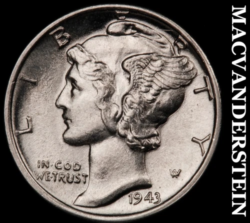 1943-D Mercury Dime - FSB - Super Choice Gem Brilliant Unc++++  Lustrous  #G8969