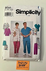 Simplicity 8088 Teen & Adult Scrubs Jacket, Top, Pants Size Small, Cut