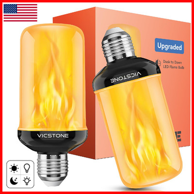 Vicstone Upgraded Dusk To Dawn Led Flame Light Bulbs Outdoor 4 Modes Flickering