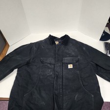 Carhartt Jacket Black Canvas Quilt Lined RN 14806 Men's Size 3XL