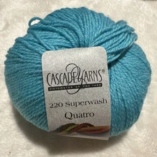 Cascade 220 Superwash Quatro Wool Yarn 100g 3.5oz 220 Yards 1931 Summerdaze Blue