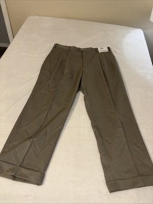 Louis Raphael Tailored 40x30 Khaki Wool Dress Pants Pleated NWT Cuffed