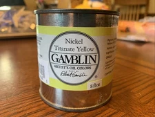 NEW Gamblin Artist Oil Paint 8 Oz 237 ml Nickel Titanate Yellow Tin Can Half