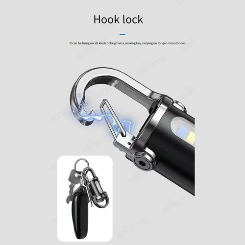 LED Schlüsselanhänger Taschenlampe mit verstellbaren Modi und externer Aufladung zum Wandern - Bild 9 von 17