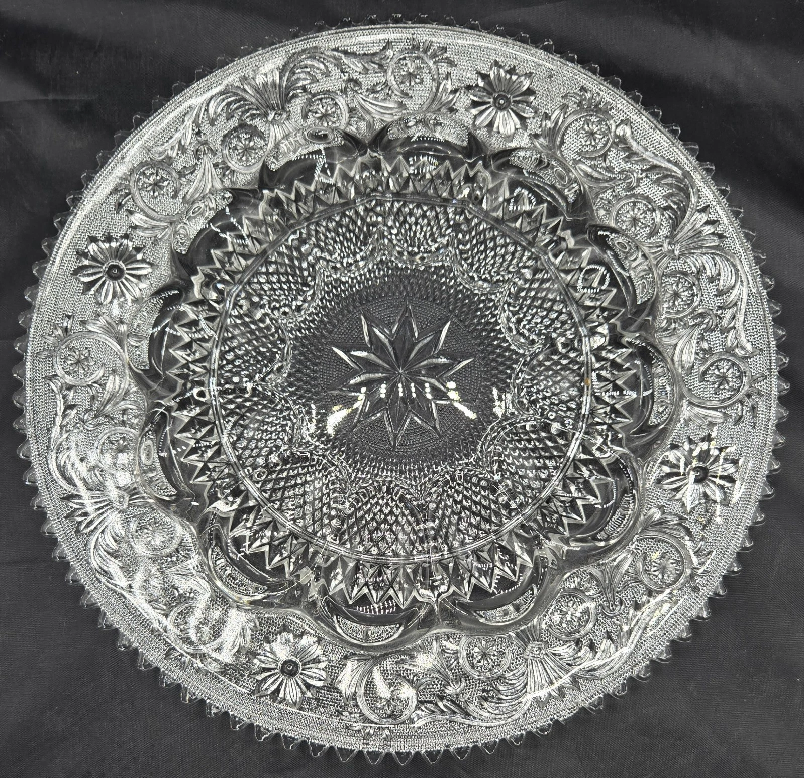 Duncan Miller Sandwich Pattern Glass 12" Wide Deviled Egg Plate Serving Tray