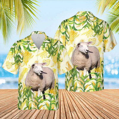 Corn Farm Sheep Trendy Hawaiian Shirt, Cow Trendy Hawaiian Shirt