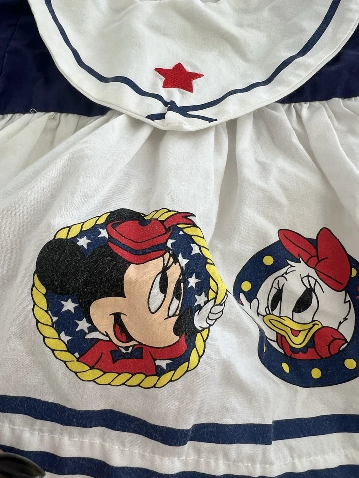 Винтажный Disney Babies Топ Minnie Sailor Морская Тема Размер 0-6 Месяцев - Изображение 2 из 4