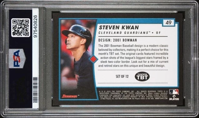 STEVEN KWAN  * PSA 9 *  2022 TOPPS  * THROWBACK THURSDAY TBT *  ROOKIE CARD #49 - Image 4 of 4