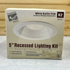 Commercial Electric 5” Recessed Lighting Kit White Baffle Trim K2 280 927