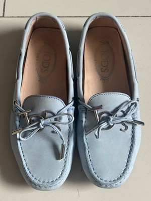 Tod s Gommino Light Blue Suede Driving Loafers Moccasins Women EU 37
