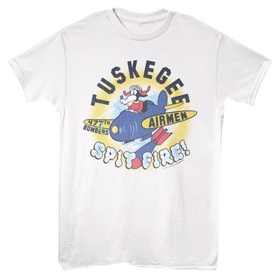 TUSKEGEE AIRMEN Mens T Shirt 477TH SPIT FIRE BOMBERS Official White Cotton