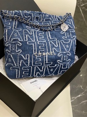 CHANEL Medium Denim 22Bag Tote Shoulder Bag For Women | eBay